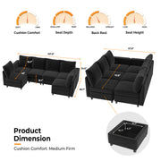 VINGLI SS102 Modular Sectional Sleeper Sofa with Storage and Built-in USB Charger Chenille