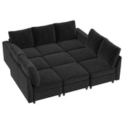 VINGLI SS102 Modular Sectional Sleeper Sofa with Storage and Built-in USB Charger Chenille