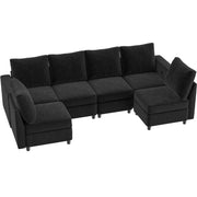 VINGLI SS102 Modular Sectional Sleeper Sofa with Storage and Built-in USB Charger Chenille