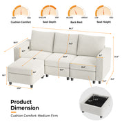 VINGLI SS102 Modular Sectional Sleeper Sofa with Storage and Built-in USB Charger Chenille