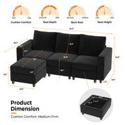 VINGLI SS102 Modular Sectional Sleeper Sofa with Storage and Built-in USB Charger Chenille