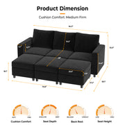 VINGLI SS102 Modular Sectional Sleeper Sofa with Storage and Built-in USB Charger Chenille