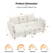 VINGLI SS102 Modular Sectional Sleeper Sofa with Storage and Built-in USB Charger Chenille