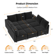VINGLI SS102 Modular Sectional Sleeper Sofa with Storage and Built-in USB Charger Chenille