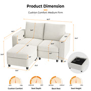 VINGLI SS102 Modular Sectional Sleeper Sofa with Storage and Built-in USB Charger Chenille