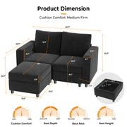 VINGLI SS102 Modular Sectional Sleeper Sofa with Storage and Built-in USB Charger Chenille
