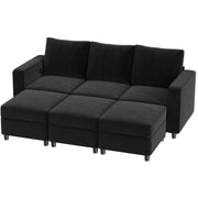VINGLI SS102 Modular Sectional Sleeper Sofa with Storage and Built-in USB Charger Chenille