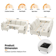 VINGLI SS102 Modular Sectional Sleeper Sofa with Storage and Built-in USB Charger Chenille
