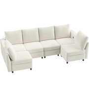 VINGLI SS102 Modular Sectional Sleeper Sofa with Storage and Built-in USB Charger Chenille