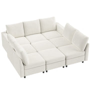 VINGLI SS102 Modular Sectional Sleeper Sofa with Storage and Built-in USB Charger Chenille