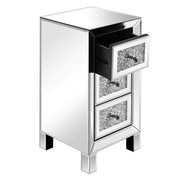 VINGLI Silver Mirrored Nightstand with 3-Drawer