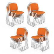 VINGLI 350lbs Stacking Chairs Set Ergonomic Plastic Padded Seat & Back