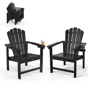 VINGLI Folding Adirondack Chair with Cup Holder Plastic All-Weather Outdoor Chairs