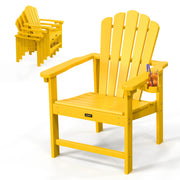 VINGLI Folding Adirondack Chair with Cup Holder Plastic All-Weather Outdoor Chairs