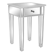 VINGLI Silver Mirrored Nightstand with 1-Drawer