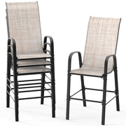 VINGLI Bar Height Stool Outdoor Bar Chairs Set with High Back and Armrests