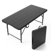 VINGLI Plastic Folding Table Portable Rectangular Table with Carrying Handle