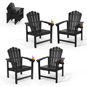 VINGLI Folding Adirondack Chair with Cup Holder Plastic All-Weather Outdoor Chairs
