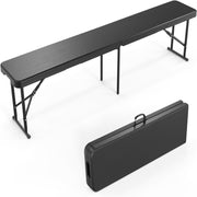 VINGLI 6FT Plastic Folding Bench Portable Outdoor Picnic Party Camping Dining Seat White/Brown