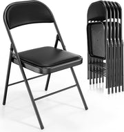 VINGLI 350 lbs PU Leather Folding Chair with Padded Seats & Back