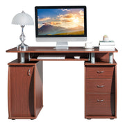 Vingli 3 Drawers Wooden Computer Desk Writing Study Desk for Home Office Black/Coffee/Wood