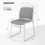 VINGLI 350lbs Stacking Chairs Set Ergonomic Plastic Padded Seat & Back