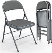 VINGLI Pu Leather Folding Chairs with Padded Seats 350lbs