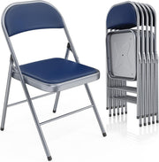 VINGLI 350 lbs PU Leather Folding Chair with Padded Seats & Back