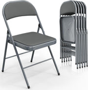 VINGLI 350 lbs PU Leather Folding Chair with Padded Seats & Back