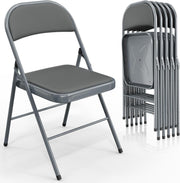 VINGLI Pu Leather Folding Chairs with Padded Seats 350lbs