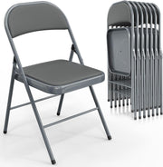 VINGLI Pu Leather Folding Chairs with Padded Seats 350lbs