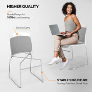 VINGLI 350lbs Stacking Chairs Set Ergonomic Plastic Padded Seat & Back