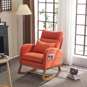 VINGLI Rocking High Back Upholstered Lounge Armchair with Side Pocket