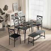 VINGLI 55" Dining Table Set for 6 Modern Dining Bench