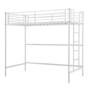 VINGLI Twin Metal Loft Bed Frame with Stairs for Kids/Adults Grey/White/Black