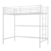 VINGLI Twin Metal Loft Bed Frame with Stairs for Kids/Adults Grey/White/Black