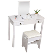 VINGLI Flip Single Mirror Dresser Vanity Table Set with Chairs