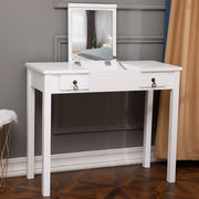 VINGLI Flip Single Mirror Dresser Vanity Table Set with Chairs