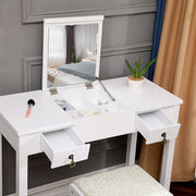 VINGLI Flip Single Mirror Dresser Vanity Table Set with Chairs