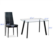 VINGLI 5 Pieces Dining Table Set PU Leather Metal Frame Chairs Black/White