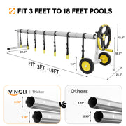 VINGLI 14 Feet Pool Solar Cover Reel Set Aluminum