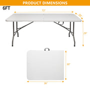 VINGLI Plastic Folding Table Portable Rectangular Table with Carrying Handle