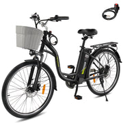 PEXMOR Electric Bike for Adults 26inch Electric Cruiser Bicycle Shimano 6-Speed 350W Ebike