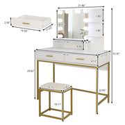 VINGLI Makeup Vanity Table Set with Lighted Mirror Modern Dresser