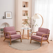 VINGLI Reading Armchair Mid Century Modern Accent Chair with Wood FrameUpholstered Living Room Chairs with Waist Cushion