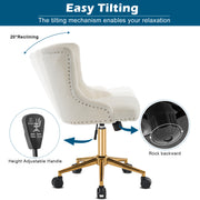 VINGLI AC101 Tufted Velvet Adjustable Rolling Home Office Chair with Wheels