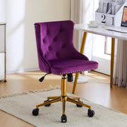 VINGLI Modern Mid-Back Tufted Velvet Fabric Computer Chair Swivel Adjustable Accent with Wheels