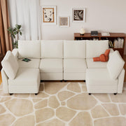 VINGLI SS106 Oversized Modular Sectional Sofa with Storage and Built-in USB Charger Linen