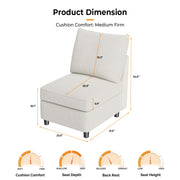 VINGLI SS106 Oversized Modular Sectional Sofa with Storage and Built-in USB Charger Linen