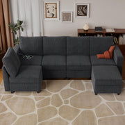 VINGLI SS106 Oversized Modular Sectional Sofa with Storage and Built-in USB Charger Linen